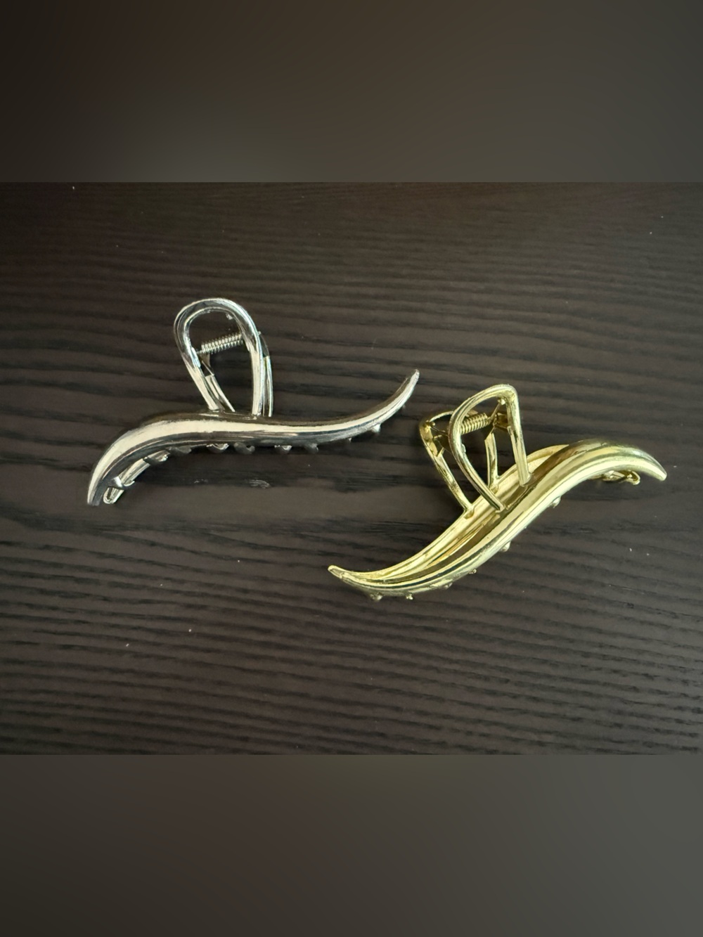 Gold and Silver Wave Metal Hair Claw Clips - Women Accessories